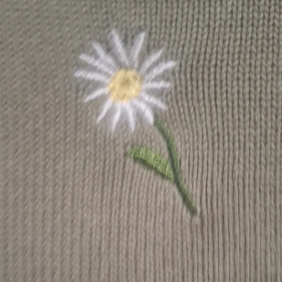 Divided Women's Sage Green Sweater with Daisy Embroidery Size S - Picture 4 of 10